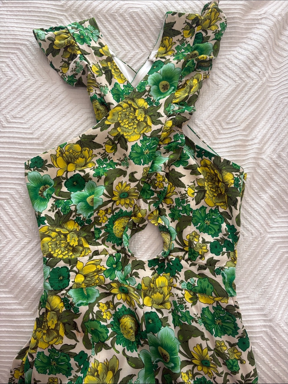 Alice McCall Green and Yellow Floral Cutout Jumpsuit